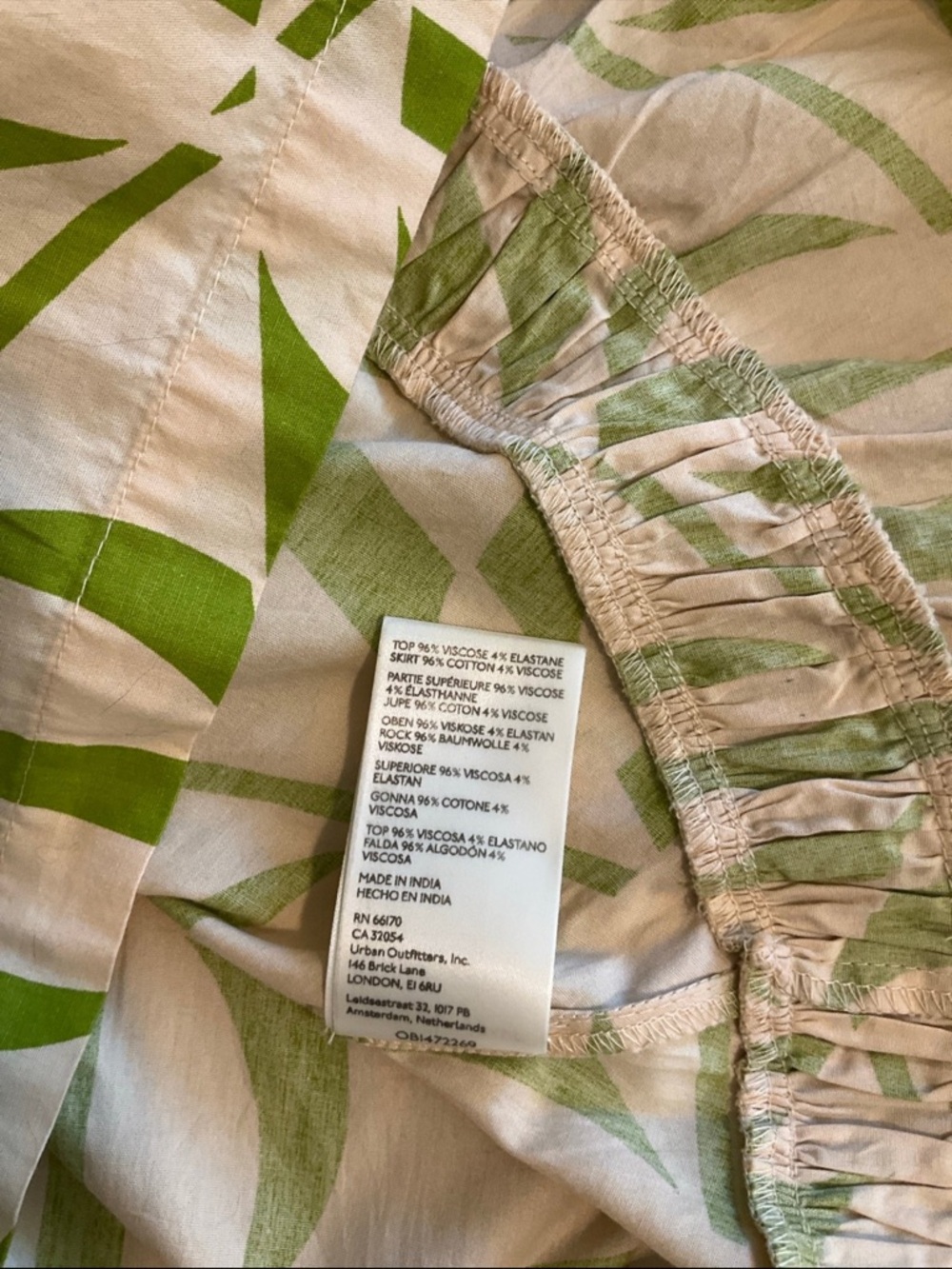 Free People Kenny Set w/ cropped cream tee and green print maxi skirt, S - Picture 10 of 12